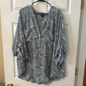 Torrid Blue Floral Blouse